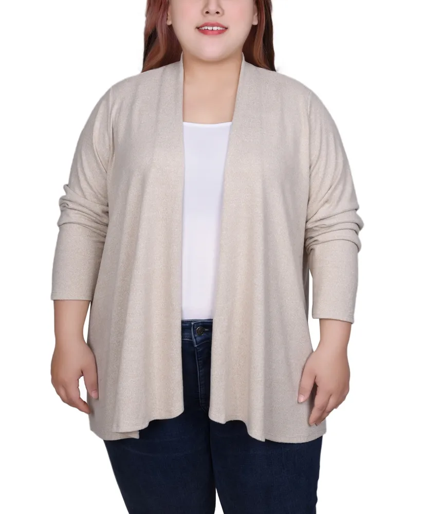 Ny Collection Plus Long Sleeve Swing Cardigan Sweater