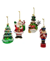 Kurt Adler 3-5.75" Noble Gems Glass Christmas Ornaments, 4 Piece Box