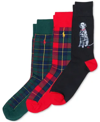 Polo Ralph Lauren Men's 3-Pk. Holiday Tartan Dog Crew Socks Giftbox Set