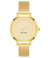 Nine West Women's Quartz Gold-Tone Stainless Steel Mesh Band Watch, 34mm