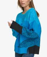 Dkny Jeans Women's Mixed-Knit Drop-Sleeve Sweater