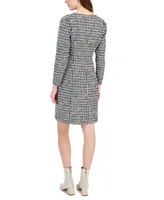 Taylor Women's Tweed Boucle-Knit Button-Front Dress
