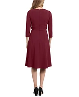 London Times Women's Tab-Waist Fit & Flare Dress