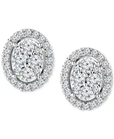TruMiracle Diamond Halo Oval Cluster Halo Stud Earrings (1/3 ct. t.w.) in 14k White Gold