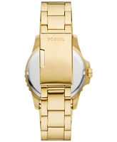 Fossil Men's Blue Dive Three-Hand Date Gold-Tone Stainless Steel Watch 42mm