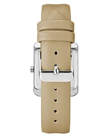 Nine West Women's Quartz Square Tan Faux Leather Band Watch, 29mm - Tan, Silver