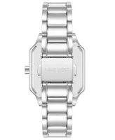 Nine West Women's Quartz Square Silver-Tone Alloy Link Bracelet Watch, 27mm