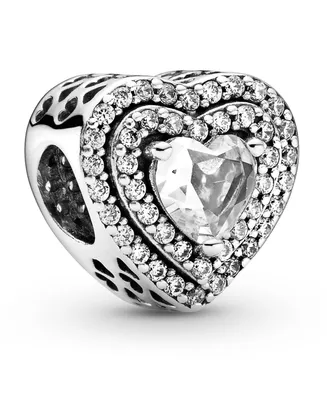 Pandora Cubic Zirconia Sparkling Leveled Hearts Charm