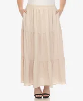 White Mark Plus Pleated Tiered Maxi Skirt