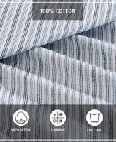 Eddie Bauer Ticking Stripe Cotton Percale Piece Duvet Cover Set