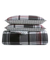 Closeout! Eddie Bauer Normandy Plaid Micro Suede Reversible Piece Duvet Cover Set