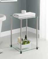 Convenience Concepts 15.75" Glass Designs2Go 2 Tier Square End Table