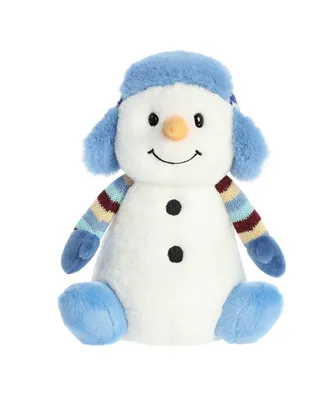 Aurora Small Land of Lils Aspen Snowman Holiday Festive Plush Toy White 8.5"