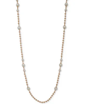 Anne Klein Gold-Tone & Imitation Pearl Beaded Strand Necklace, 42" + 3" extender