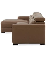Nevio 115" 3-Pc. Leather Sectional with 1 Power Recliner, Headrests and Chaise, Created For Macy's