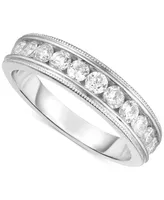 Diamond Channel-Set Milgrain Band (3/4 ct. t.w.) in 14k White Gold