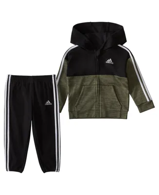 adidas Baby Boys Fleece Hoodie Jacket and Pants, 2 Piece Set