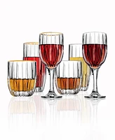 Godinger Pleat Gold Rim Double Old-Fashioned Glasses, Set of 4