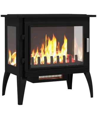 Homcom 24" Electric Fireplace Stove with Realistic Flame, 1000W/1500W