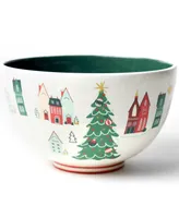 Coton Colors Christmas in the Village Scene 9" Footed Bowl