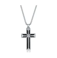 Stainless Steel Black Carbon Fiber Cross Necklace