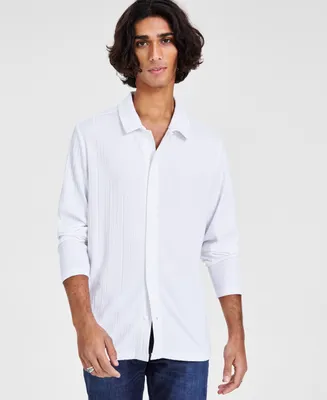 I.n.c. International Concepts Men's Regular-Fit Ribbed-Knit Button-Down Shirt, Created for Macy's