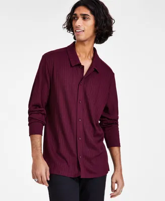 I.n.c. International Concepts Men's Regular-Fit Ribbed-Knit Button-Down Shirt, Created for Macy's