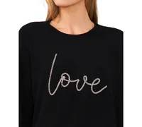 CeCe Women's Love-Graphic Crewneck Long-Sleeve Sweater