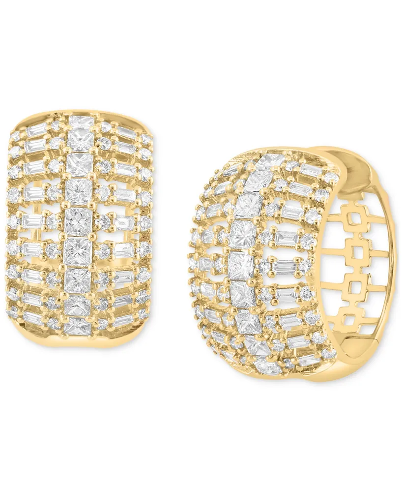 Effy Diamond Multi-Cut Cage Small Huggie Hoop Earrings (1-5/8 ct. t.w.) Earrings in 14k Gold