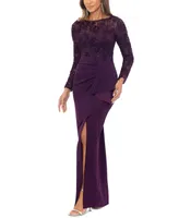 Xscape Women's Long-Sleeve Lace Top Dress
