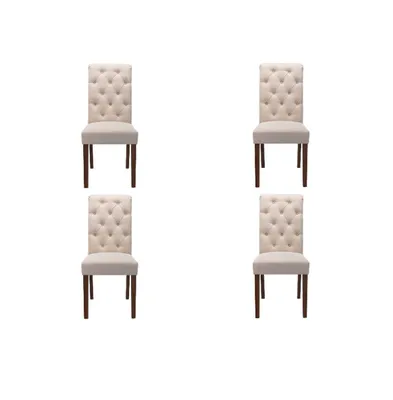 Tufted Fabric Dining Chair with Rolled Back