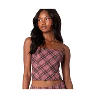 Women's Jamie plaid lace up corset top