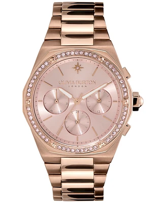 Olivia Burton Women's Hexa Multifunction Carnation Gold-Tone Stainless Steel Bracelet Watch 38mm