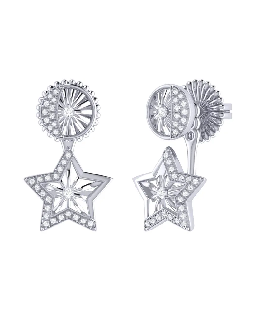 LuvMyJewelry Lucky Star Design Sterling Silver Diamond Stud Women Earring