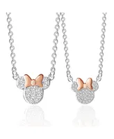 Disney Minnie Mouse Silver Plated Cubic Zirconia Mommy & Me Necklace Set