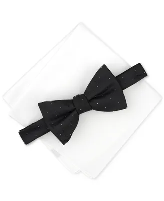 Alfani Men's Brookes Dot-Pattern Bow Tie & Solid Pocket Square Set, Created for Macy's