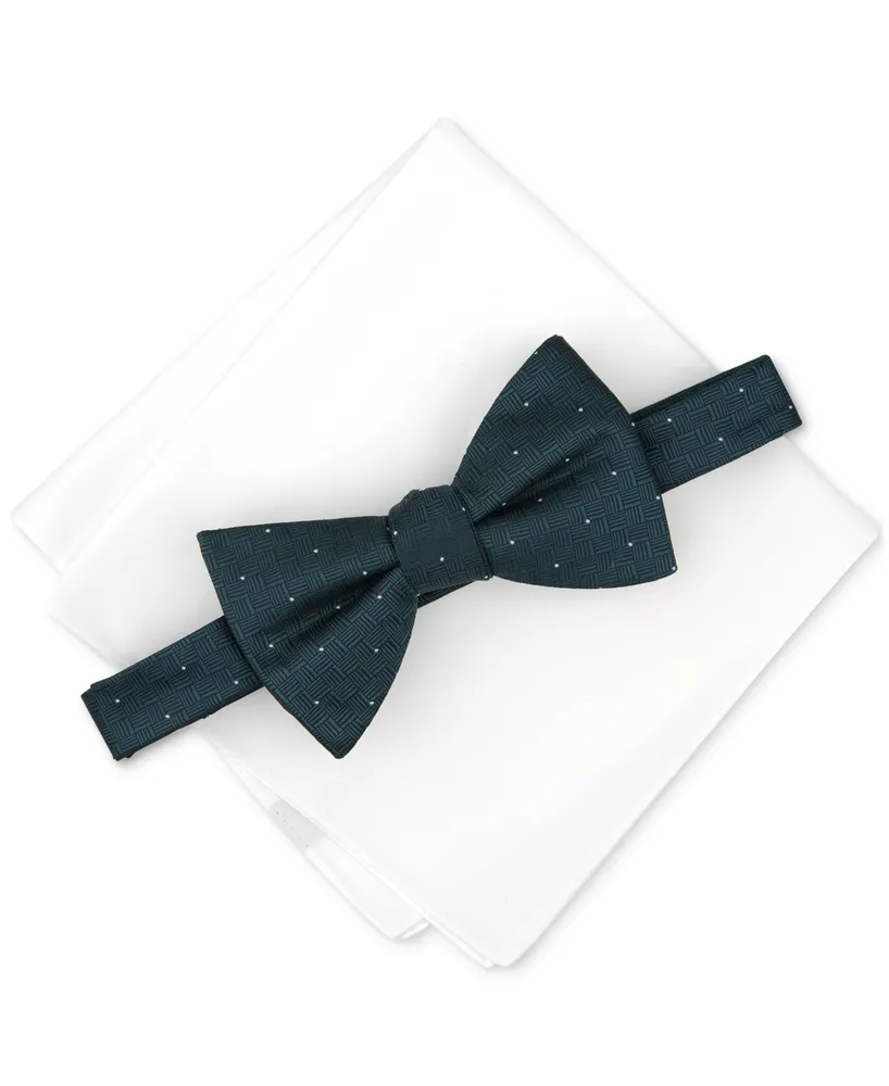 Alfani Men's Brookes Dot-Pattern Bow Tie & Solid Pocket Square Set, Created for Macy's