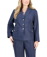 Kasper Women's Denim-Look Three-Button Blazer