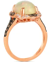 Le Vian Chocolatier Neopolitan Opal (2-7/8 ct. t.w.) & Diamond (3/8 ct. t.w.) Halo Ring in 14k Rose Gold