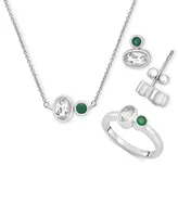 3-Pc. Set Lab-Grown Emerald (1/4 ct. t.w.) & Lab Grown White Sapphire (2