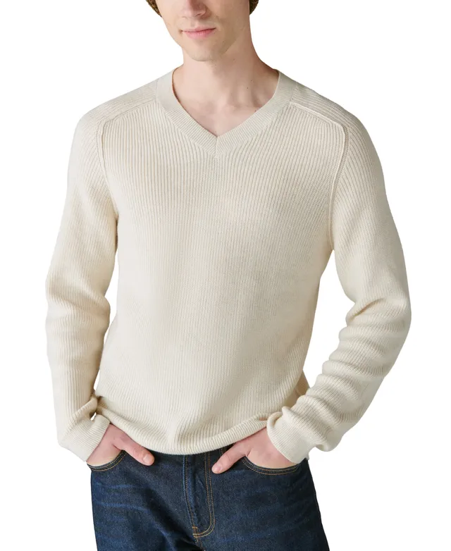 Lucky Brand Ribbed V Neck Cloud Jersey Top, Sweaters