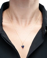 Lab-Grown Blue Sapphire (1-1/10 ct. t.w.) & Diamond (1/20 ct. t.w.) Trillium 18" Pendant Necklace in 14k Gold-Plated Sterling Silver