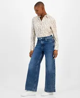 Calvin Klein Jeans Petite High-Rise Wide-Leg Denim Jeans