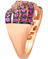 Le Vian Ombre Pink Sapphire Ombre (1-1/6 ct. t.w.) & White Sapphire (1/8 ct. t.w.) Multirow Crossover Ring in 14k Rose Gold