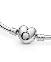 Pandora Moments Sterling Silver Heart Clasp Bangle Bracelet