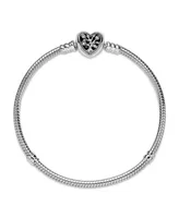 Pandora Moments Cubic Zirconia Family Tree Heart Clasp Snake Chain Bracelet