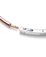 Pandora Signature 14K Rose Gold-Plated and Sterling Silver Two-Tone I-d Pave Bangle Bracelet