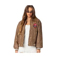 Women's Washed bomber jacket - Brown