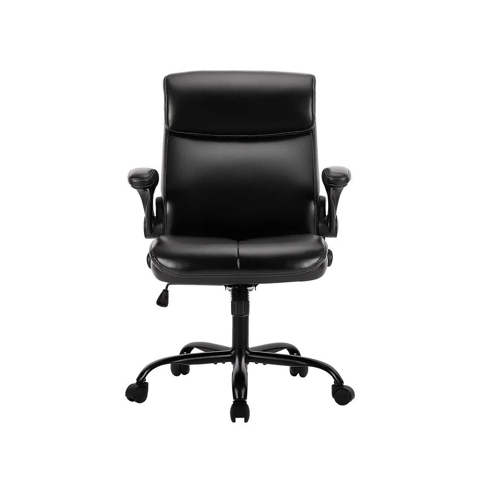 Faux Leather Desk Chair with Flip-up Armrests