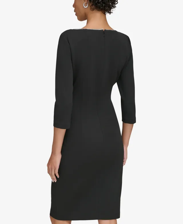 Calvin Klein Women's Bow-Neck 3/4-Sleeve Sheath Dress